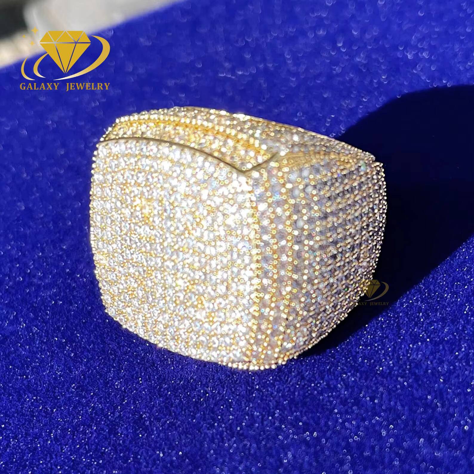 Fine Jewelry Rings Rappers Hip Hop Men Gold Plated Moissanite Diamond Vvs Engagement 925 Sterling Silver Iced Out Ring