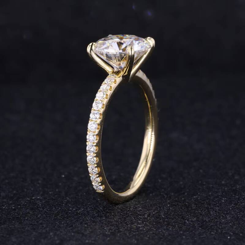 Starsgem Moissanite Ring 14k Yellow Gold 3ct 9mm Colorless Loose Moissanite Ring