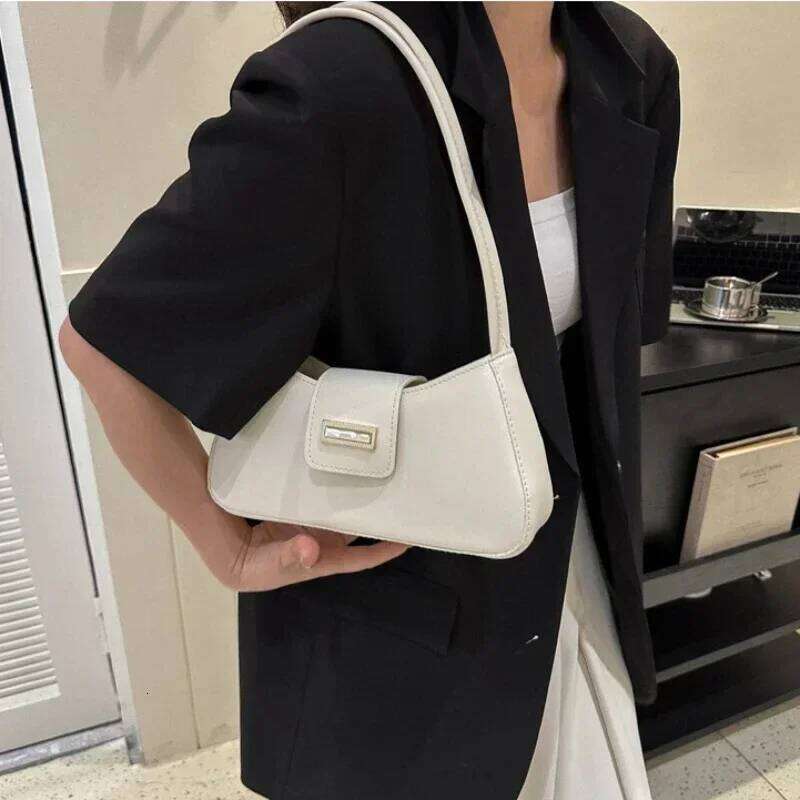 Minimalist Shoulder for Women Simple Solid Color Underarm Bag Women's Buckle Handbag and Purse Fashion Small Top-handle Bags