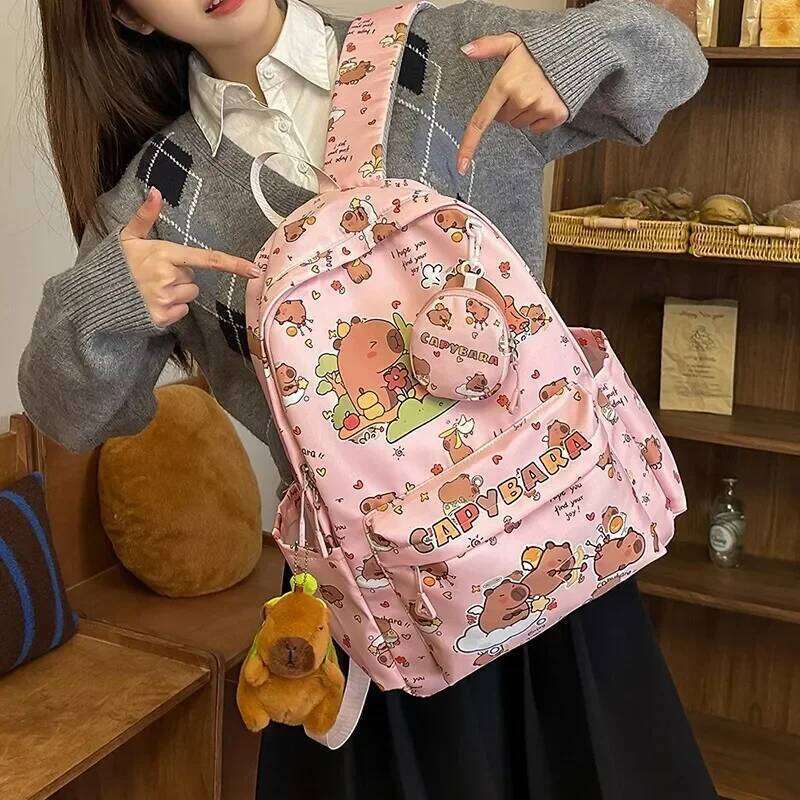 Student Teenager Children's Rucksack Women Casual School Bags Kids Birthday Gift Toy Cute Capybara Backpack for Girls Boys