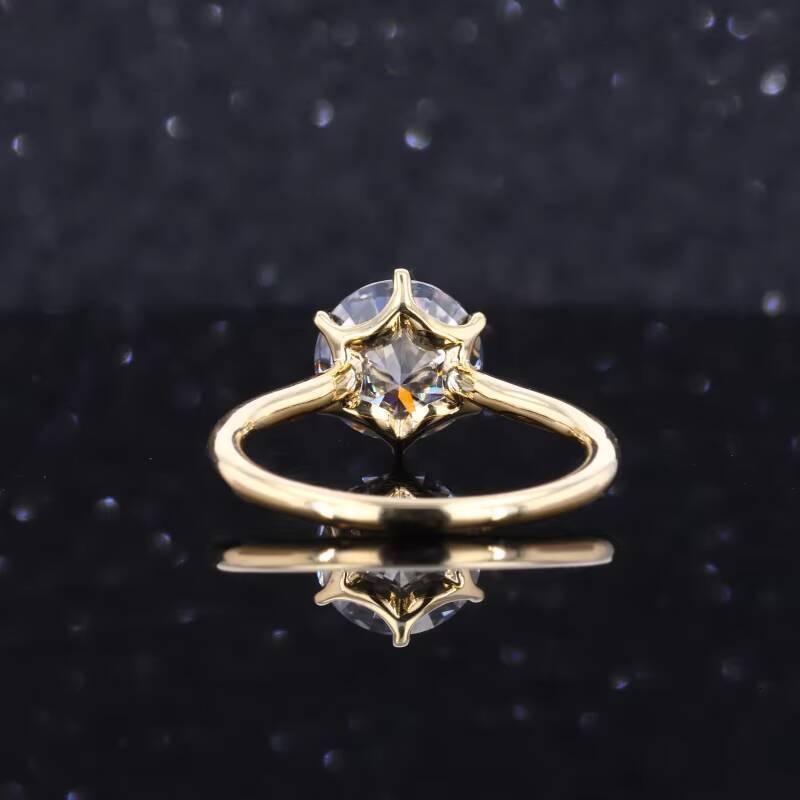 Starsgem 18K Yellow Joyeria De Oro 85mm 25ct Grey Moissanite Engagement Ring
