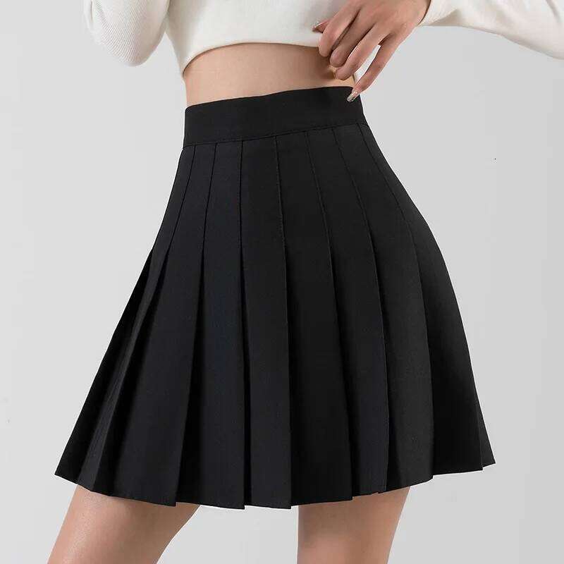 Women's Korean Style Miniskirt A-line Rokken College Girls Falda Short De Mujer Black Pleated Skirt with Shorts XJ260131
