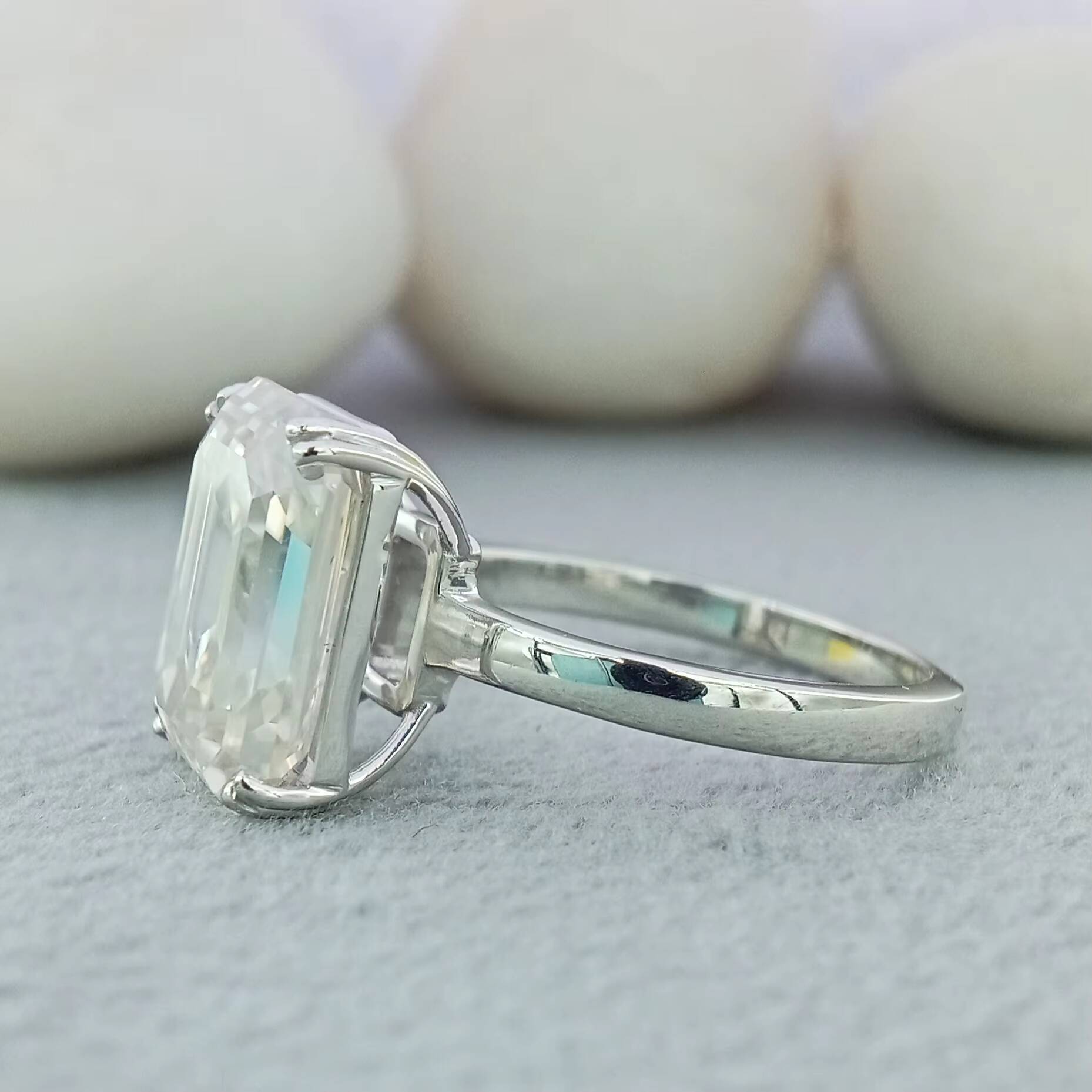 DVINS JEWELS Classic Single Halo Ring 2ct Pave Diamond S925 GIA Certified Engagement Wedding Eternity Lab Grown Emerald Cut