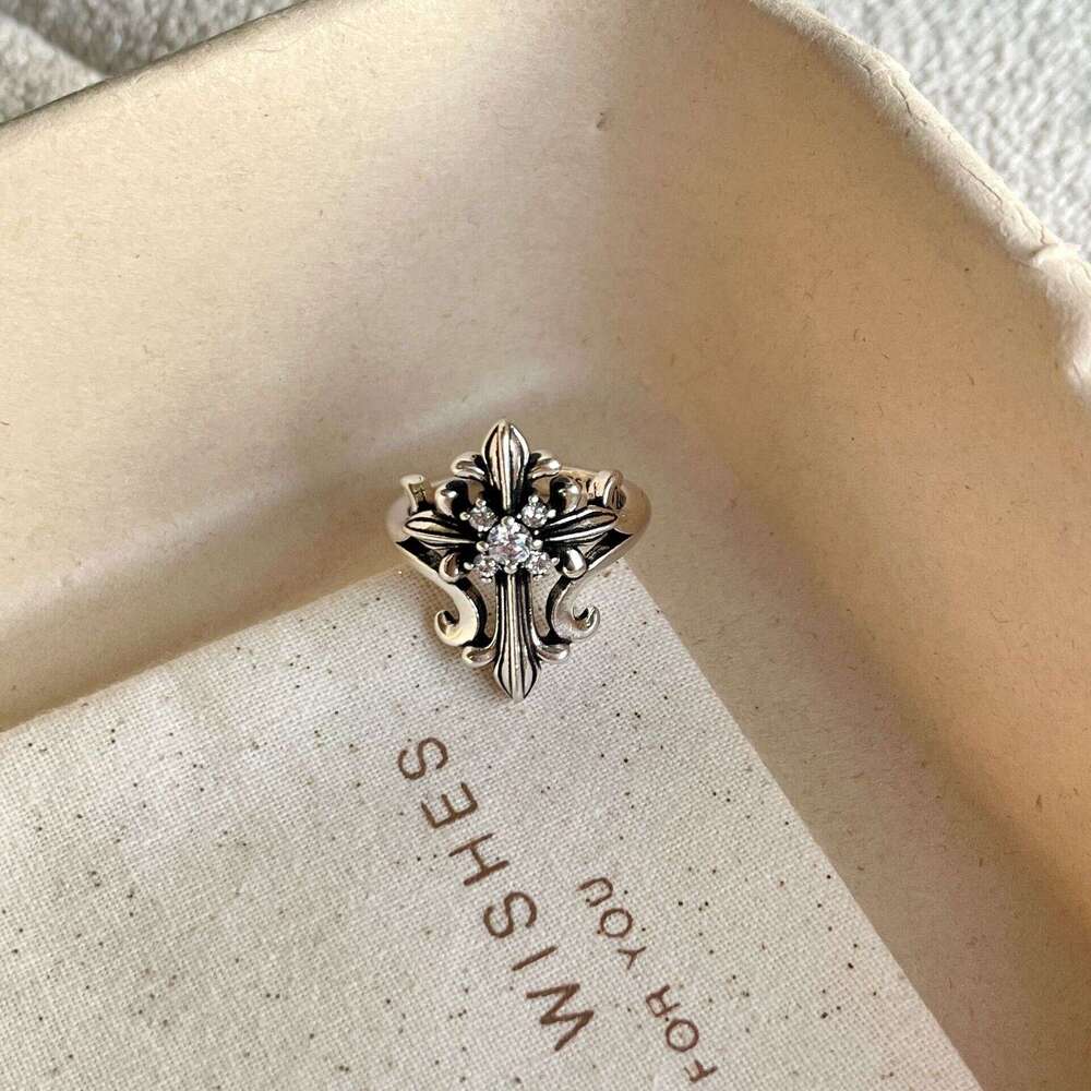 Dark Zirconia Ring Adjustable Jewelry Minimalist Hip-Hop Street Style