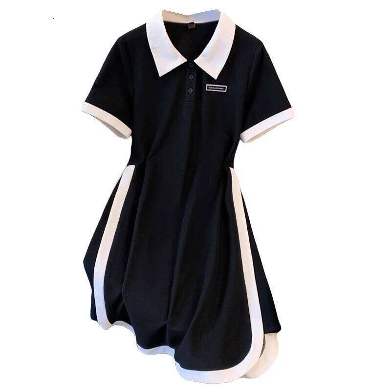 Women's Slimming Patchwork A-line Skirt Spring and Summer Fashion Collar Dress for Women XJ260131
