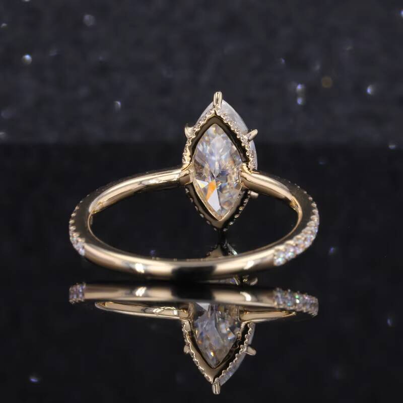 Starsgem 14K Yellow Gold Jewelry 1365mm Marquise Moissanite Ring