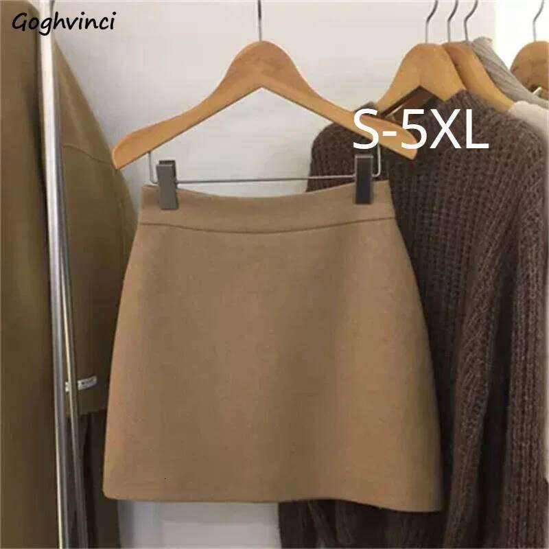 Skirts Women Simple 5XL Korean Fashion High Waist Ladies All-match Elegant Streetwear Button Y2k Skirt A-line Harajuku Chic Ins XJ260131