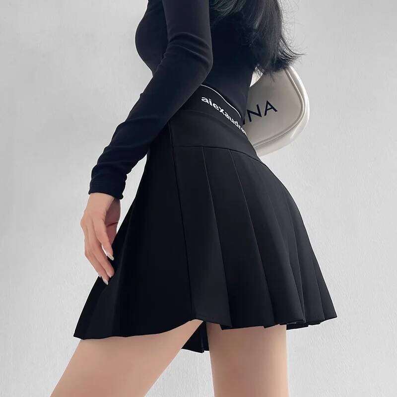 Mini Women Spring and Summer Original Letter Embroidery Elastic Waist Pleated A-line Skirt White Black XJ260131