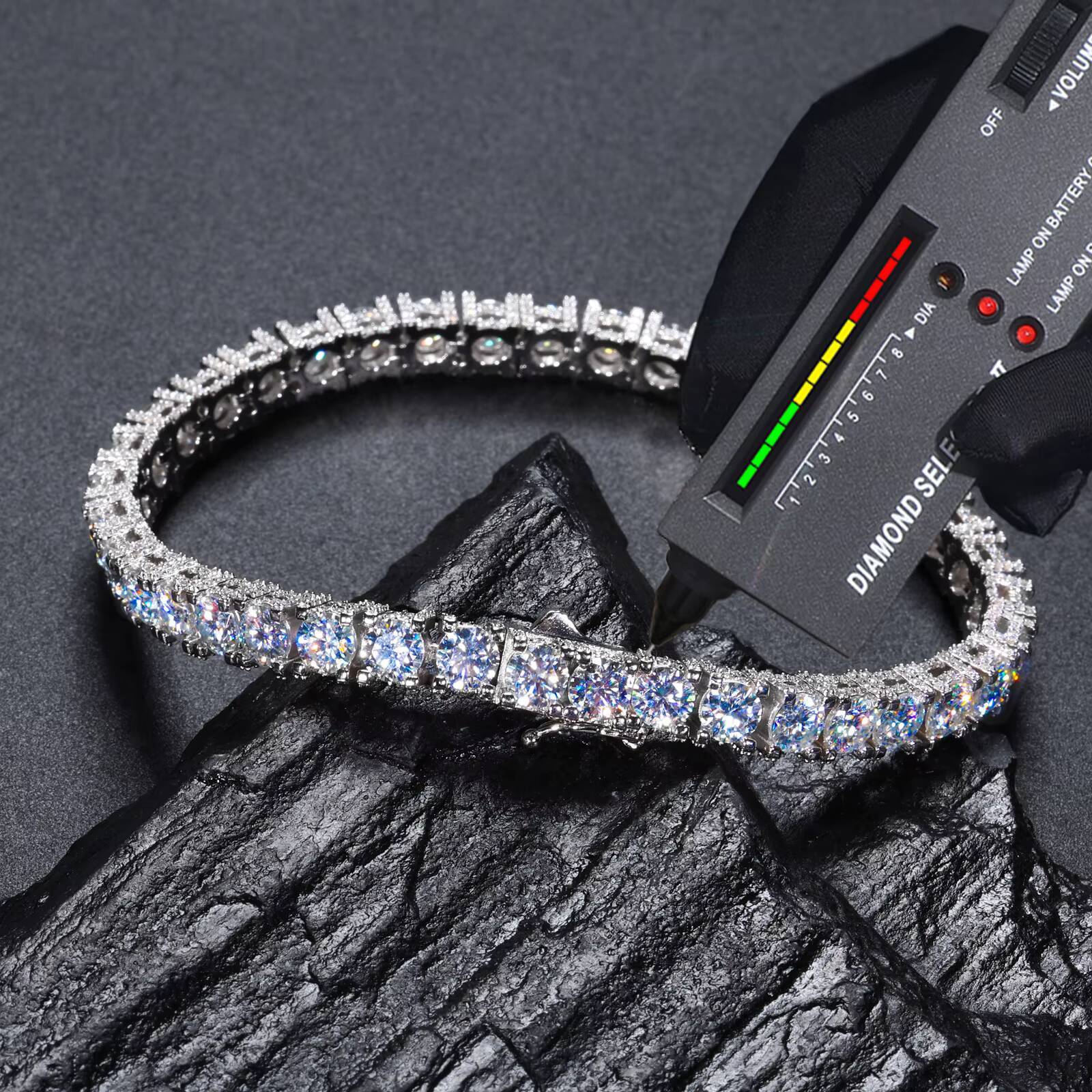 Fashion 5mm Iced Out Cluster Tennis Bracelet Luxury White Gold 925 Sterling Silver VVS Moissanite Diamond Jewelry for Men Women