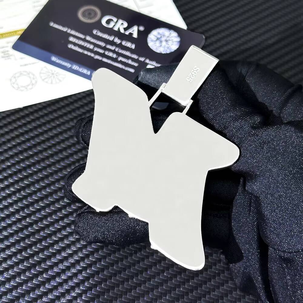 Custom Personalized 925 Sterling Silver Initial M Iced Pendant Cuban Chain Hip Hop Jewelry for Men Moissanite Pendants Charms