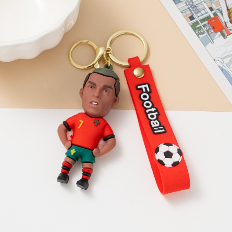 Keychain Messi Cartoon Star Soccer Cute birthday gift Football Player Figure Pendant for Backpack Bag Charm Couple Gift Sports Accessories