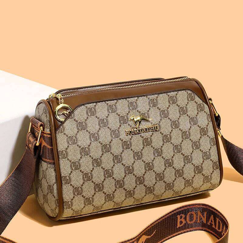 Three-layer bag with large capacity, adjustable cross-body new style women's bag, wide strap, suitable for middle-a