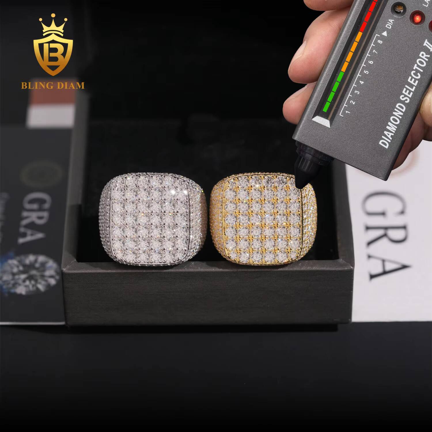 New Arrival Ready to Ship 925 Sterling Silver Hip Hop Ring Iced Out Diamond Moissanite Ring Pass Diamond Tester Men Ring