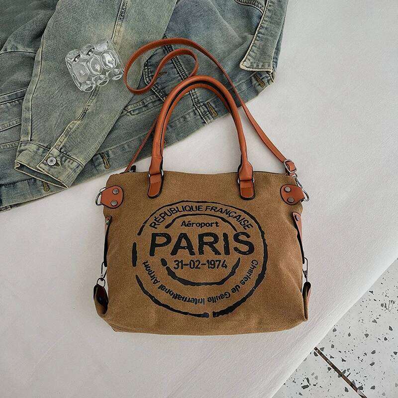 Cloth large capacity crossbody zipper handbag, tote shoulder bag, women's commuting bag