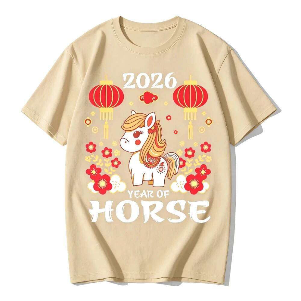 2026 of The Tshirt Lunar Shirt Chinese New Year T-Shirt Cute Zodiac Horse Cartoon Printed Tee Women Tops C260131