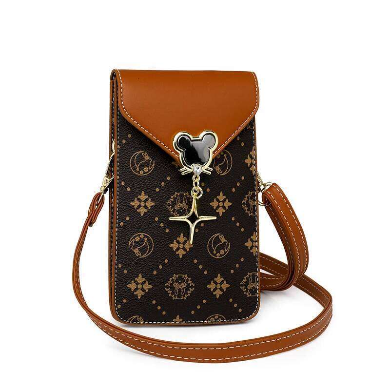 Touchscreen-enabled mobile phone carrying bag for women, single shoulder crossbody fashionable vertical style small bag, la