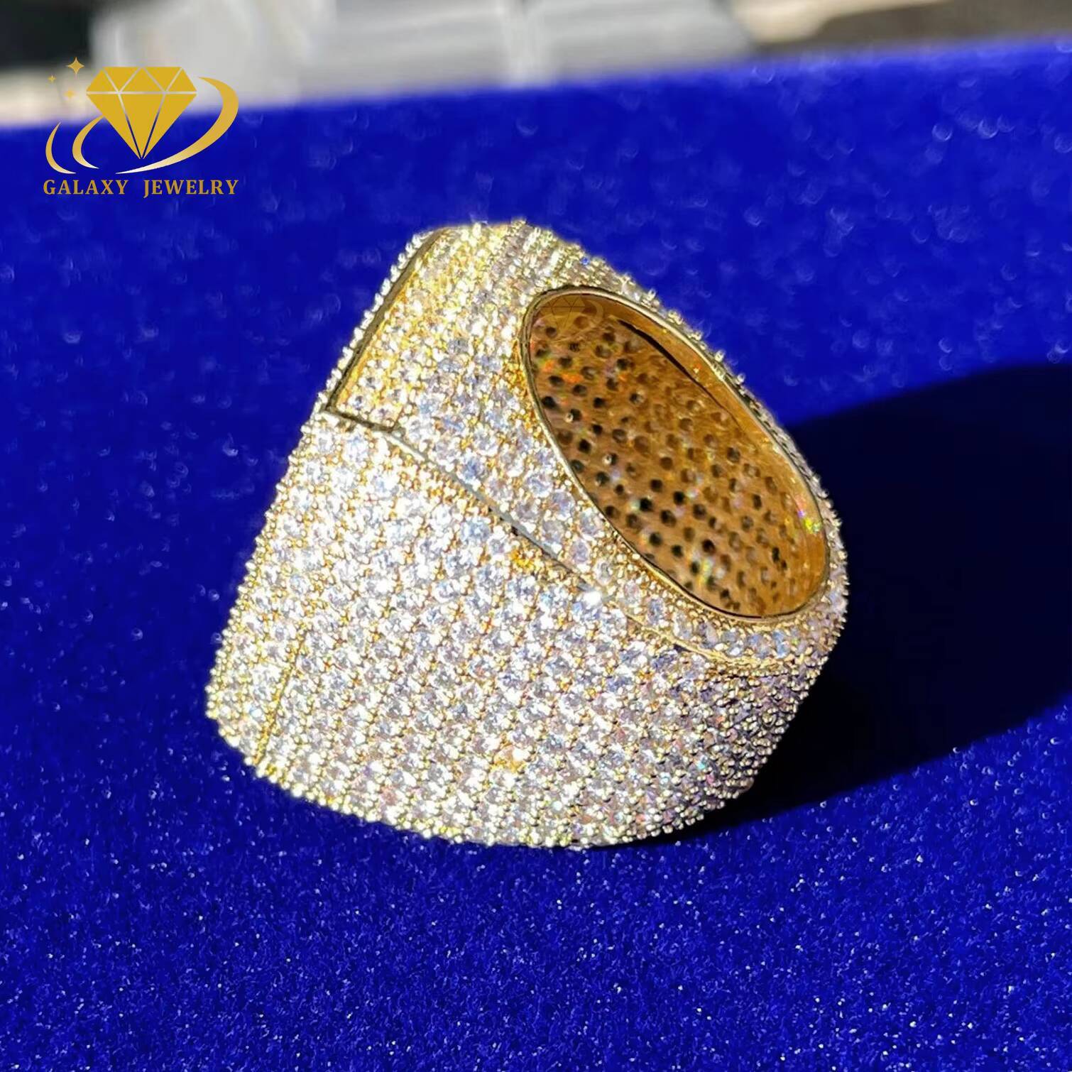 Fine Jewelry Rings Rappers Hip Hop Men Gold Plated Moissanite Diamond Vvs Engagement 925 Sterling Silver Iced Out Ring