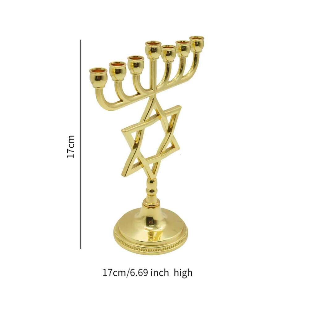 Hanukkah Menorah Metal Candlestick Table Candelabrum Candelabra 7 Branches Candle Holder for Bedroom Cabinet Decor Y260131
