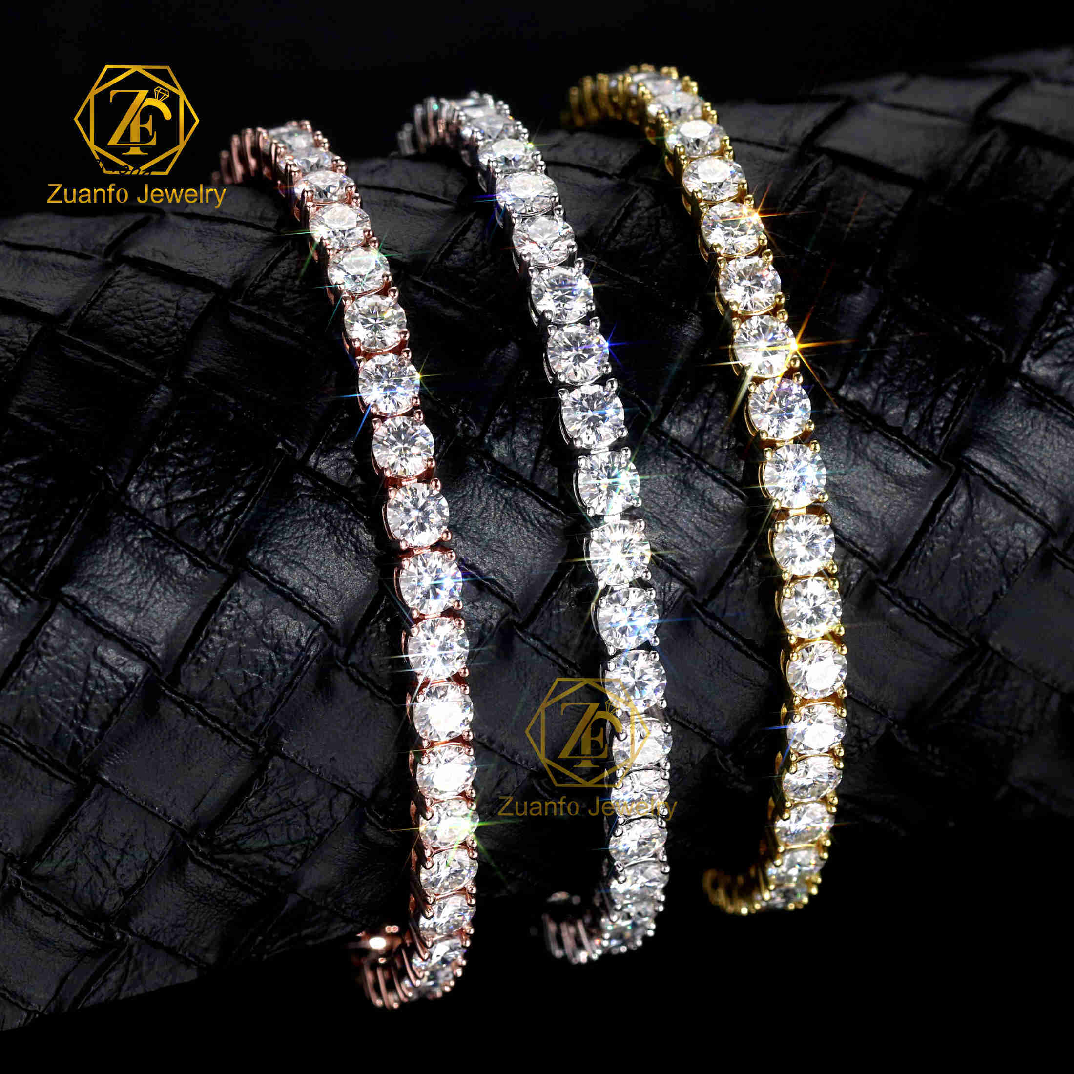 Pass Diamond Tester Large Stock Hip Hop Jewelry 20mm-65mm VVS Moissanite Diamond 925 Silver Tennis Necklaces Ice Chain
