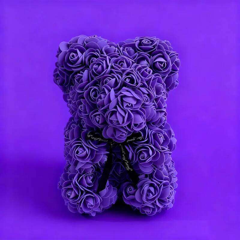25cm Artificial Flower Eternal Rose Teddy Bear Christmas Birthday Valentine's Day Anniversary Gift for Home Wedding Decor Y260131