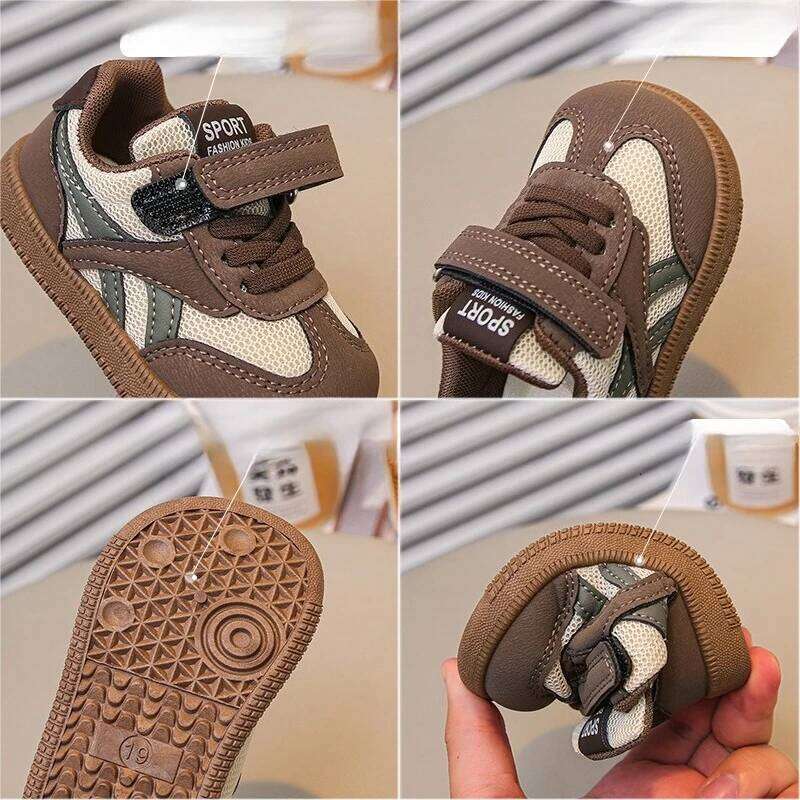Children's Sneakers Size 18-29 Khaki Breathable Boys and Girls Single Spring Autumn Yellow Soft Kids De Training Shoes Y260128