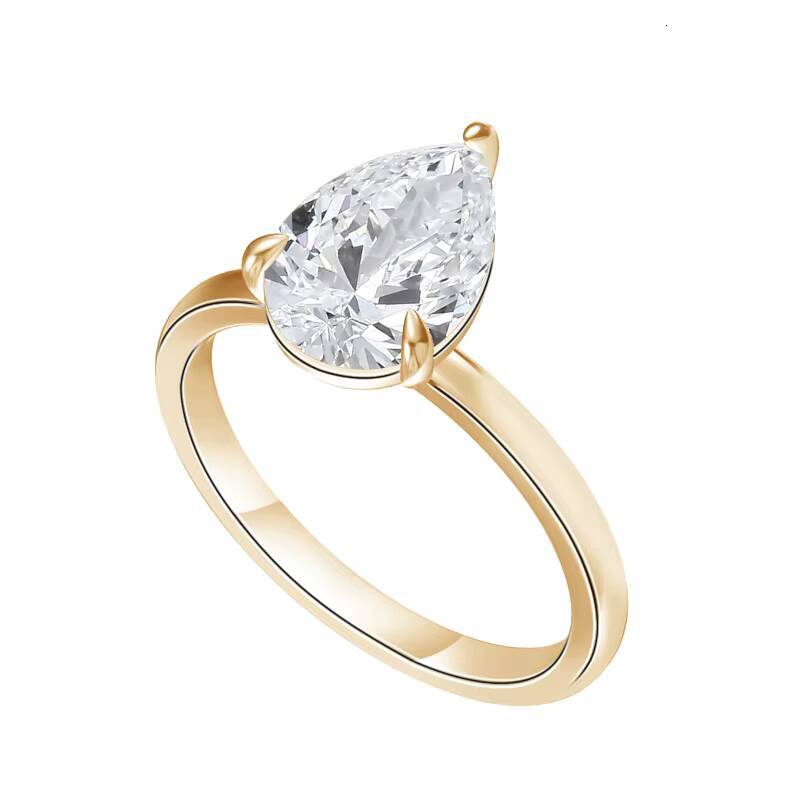 Starsgem Gold Engagement Ring 1CT Pear Shape HPHT CVD Lab Grown Diamond Solid Gold Jewelry