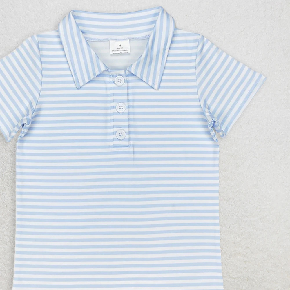 Baby Boys Pink Stripes Short Sleeve Polo Shirt Light Blue Stripe Kids Boys Buttons Tee Tops 260124
