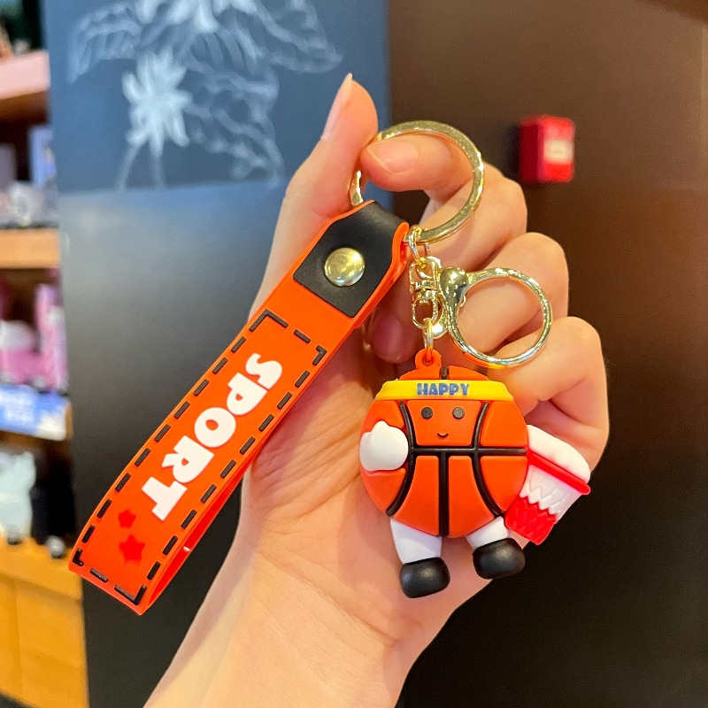 Bag Cartoon Keychain Charm Cute Sports Ball birthday gift Keychain Badminton Tennis Soccer Doll Purse Pendant Creative Game Souvenir Gift for Sports L