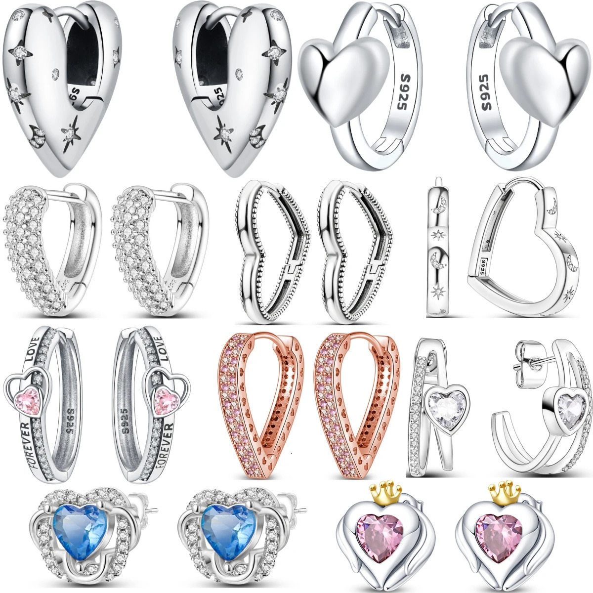 925 Sterling Silver Star Moon Heart Shape Earrings Jewelry Versatile Hoop Earrings For Women Jewelry Fine Birthday Party Gifts 260126