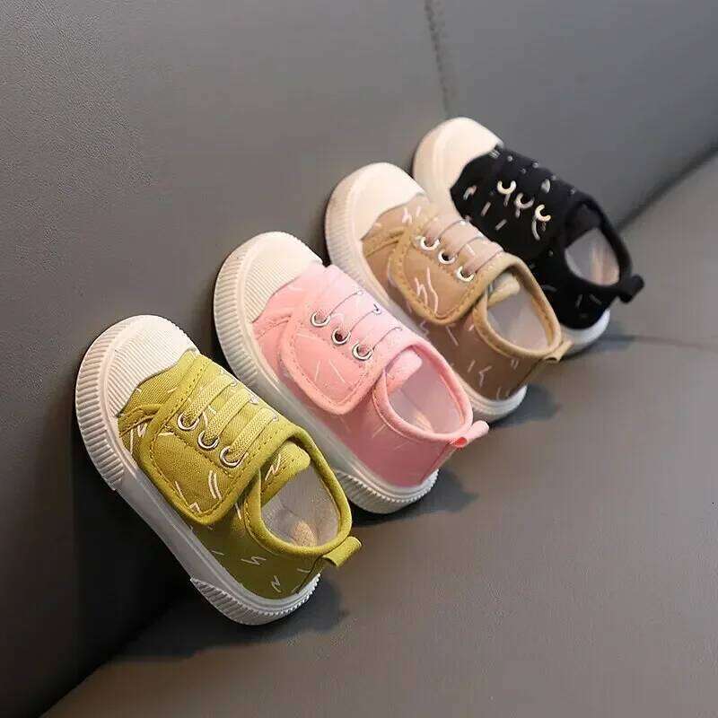 1-6 Years Old Children Canvas Spring Autumn Casual Low Cut Board Shoes Breathable Cotton Lining Anti-slip Wear Resistant Y260128