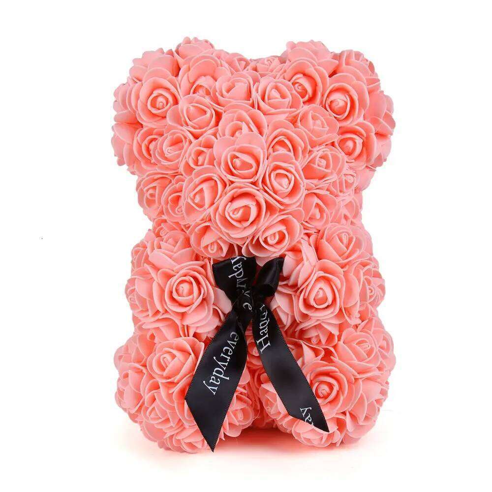 25cm Foam PE Rose Flower Bear Pvc Box Valentine's Day Gift Supplies Wedding Party Decoration Y260131