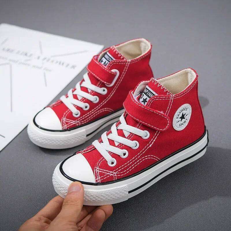 New Fashion Canvas Flat Shoes, Children's High-top Non-slip Sneakers, Student Casual Shoes Y260128