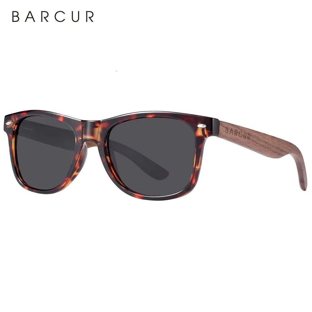 BARCUR Natural Wooden Sunglasses Polarized Mens Sun Glasses Black Walnut Eyewear UV400 Protection 260120