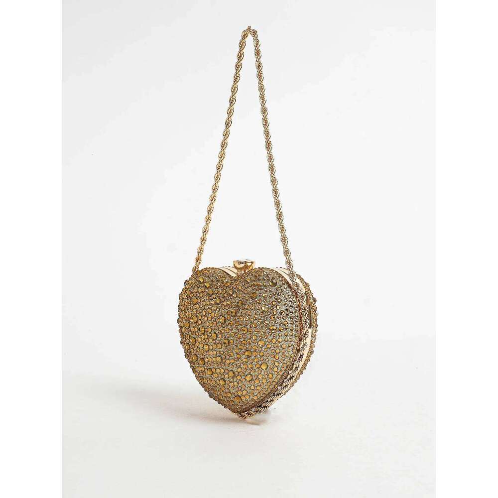 Women's evening clutch bag, luxurious sparkling rhinestone heart-shaped handbag. Fashionable and elegant, high-end feel