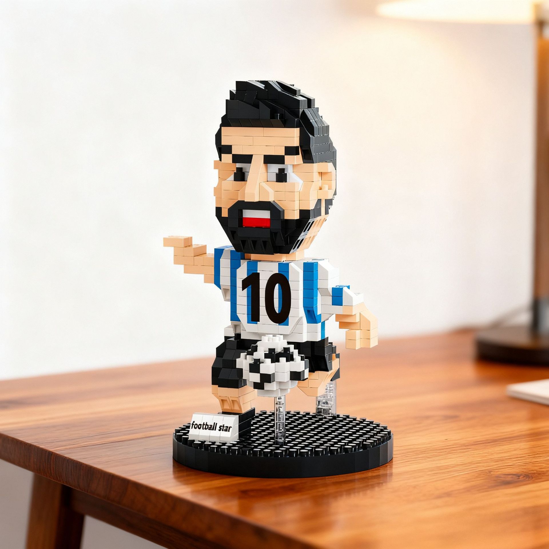 Cross-border new micro-particle building football player educational assembly toy creative display item model gift