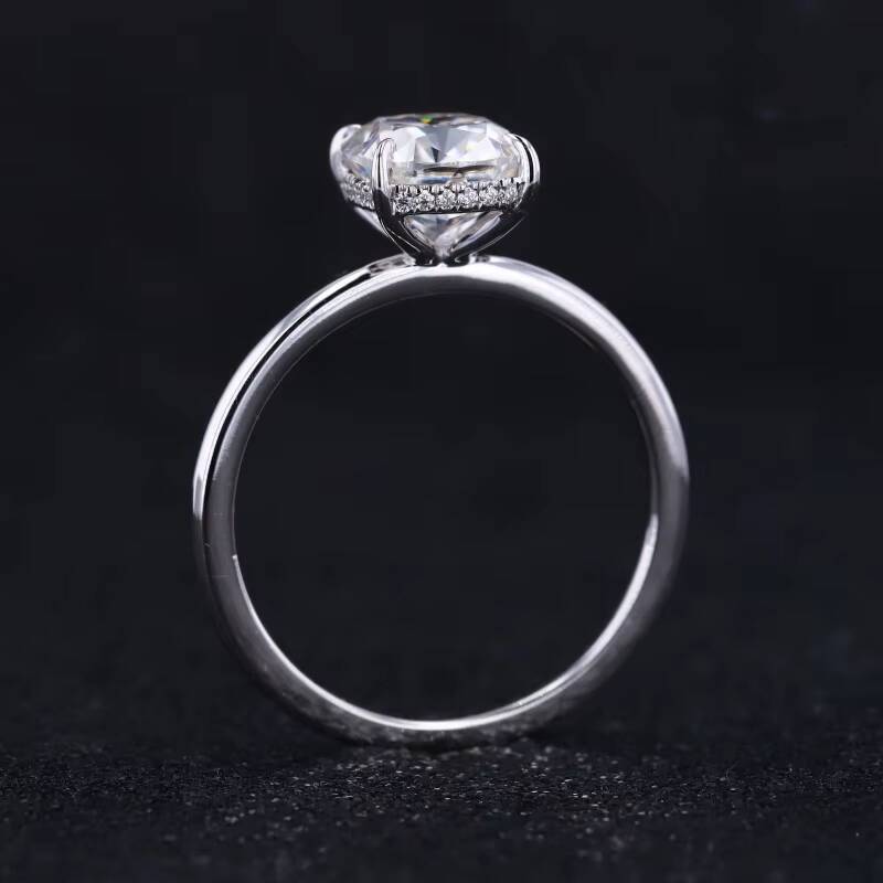 Starsgem Custom White Solid Gold Plain Band Cushion Crushed Ice Moissanite Solitaire Ring