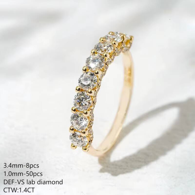 34MM DEF VVS VS Round EX Cut Diamond Jewelry Starsgem Wedding Band 18K Solid Gold HPHT CVD 10MM Lab Grown Diamond Ring