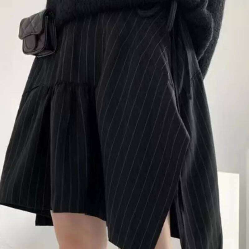 Matakawa Y2k Irregular Skirts for Women Solid Spring Autumn Vintage Ins Fashion Faldas Mujer High Waist A-line Sexy Mini Skirt XJ260131