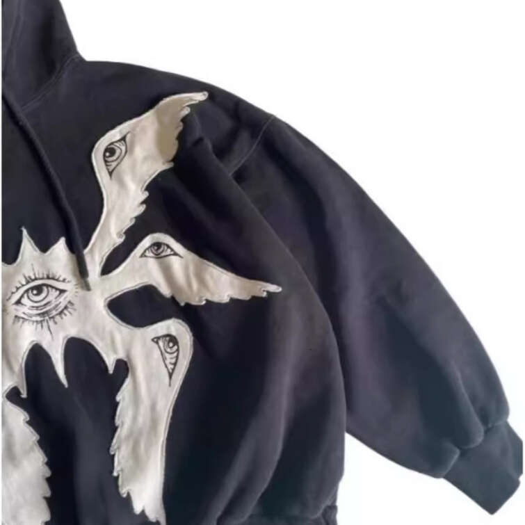 Cross-Border Y2K Angel Patch Dark Loose Long Sleeve Top Retro Gothic Embroidered Pullover Sweatshirt Wholesale for Men and Women