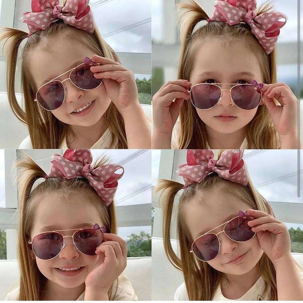 2025 Straight Metal Sunglasses Boys And Girls Baby Bowknot Children's Glasses UV400 H260130
