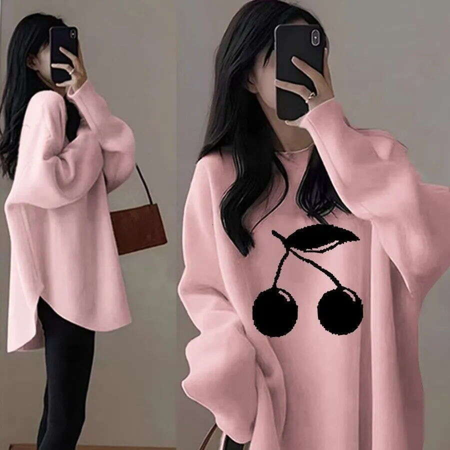 Thickened Thermal Mid-Length Plus Size Long Sleeve T-Shirt Women Loose Fit Base Shirt For Autumn And Winter