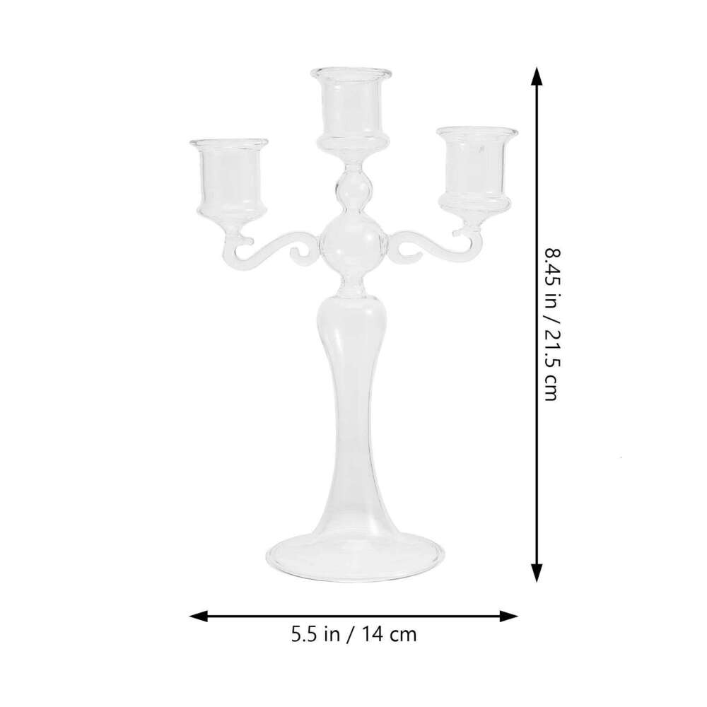 Clear Glass Candlestick Holder Smooth Polished Surface Perfect for Christmas Weddings Valentine's Day Home Decoration Y260131