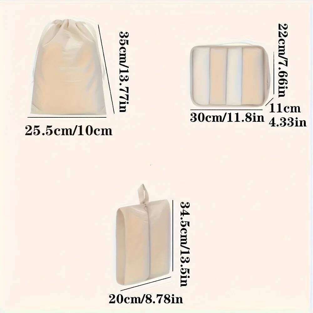 7pcs Large Capacity Travel Organizer Set, Nylon Packing Cubes With Storage Pouch Vacation Style, Portable Luggage Bags