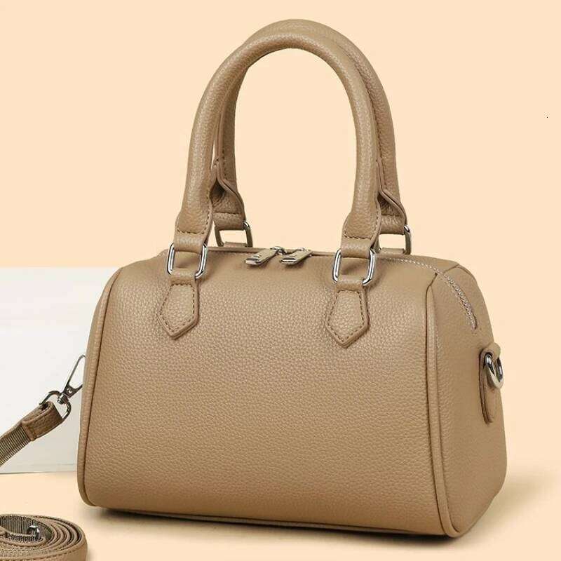 Fashion Solid Color PU Leather Handbag Women's Boston Functional Shoulder Multi Compartment Zipper Crossbody Bag XJ260131