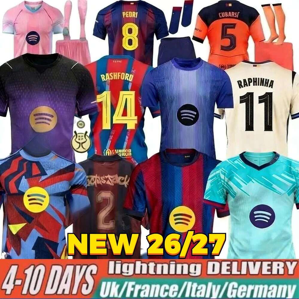Barcelona 25 26 27 LAMINE YAMAL Lewandowski Soccer Jerseys GAVI Raphinha FERRAN 2025 2026 Football Shirt TOP F. DE JONG Men Women Kids Kit Camiseta Barcalona Travis