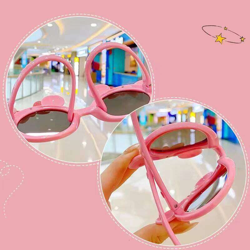 Boys and girls' cartoon rabbit ear children's round frame glasses baby fashion colorful cute sunglasses H260130