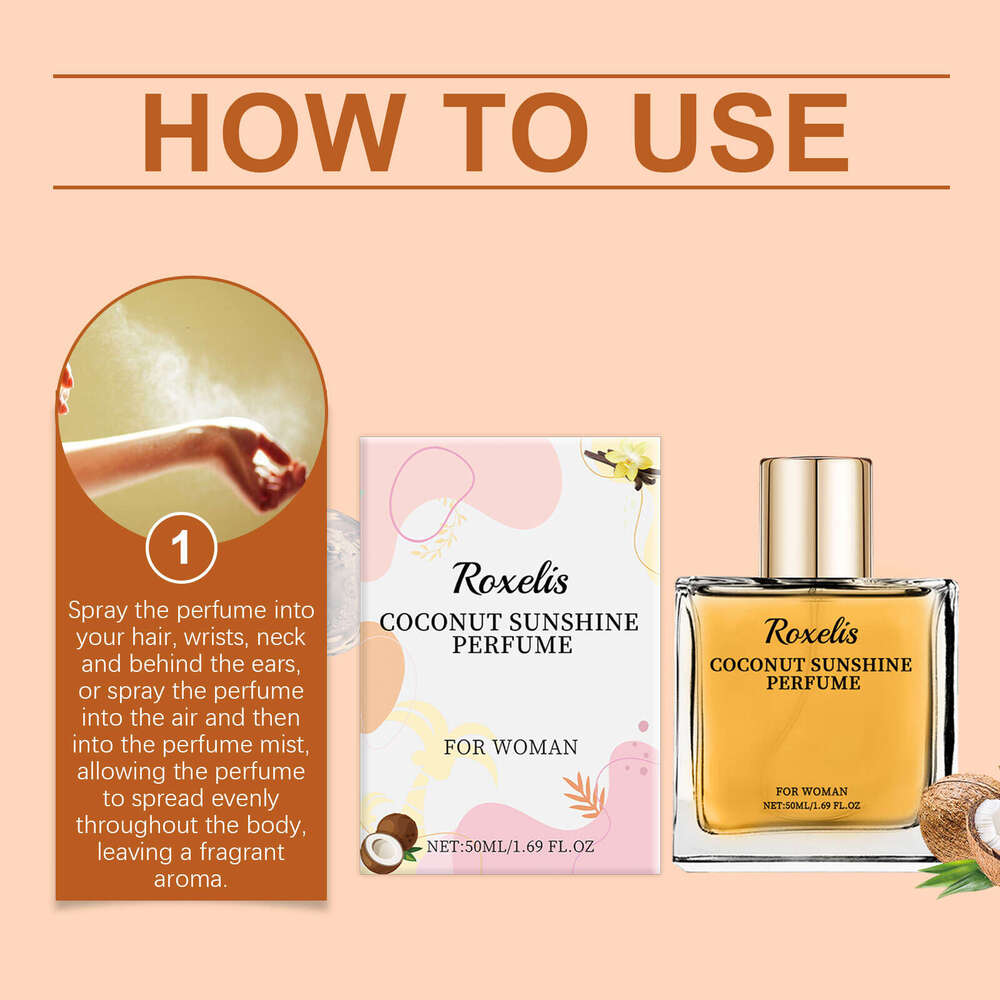 Roxelis Vanilla Coconut Fresh Light Long-lasting Elegant Exudes Charm Women's Fragrance Portable Perfume S260131