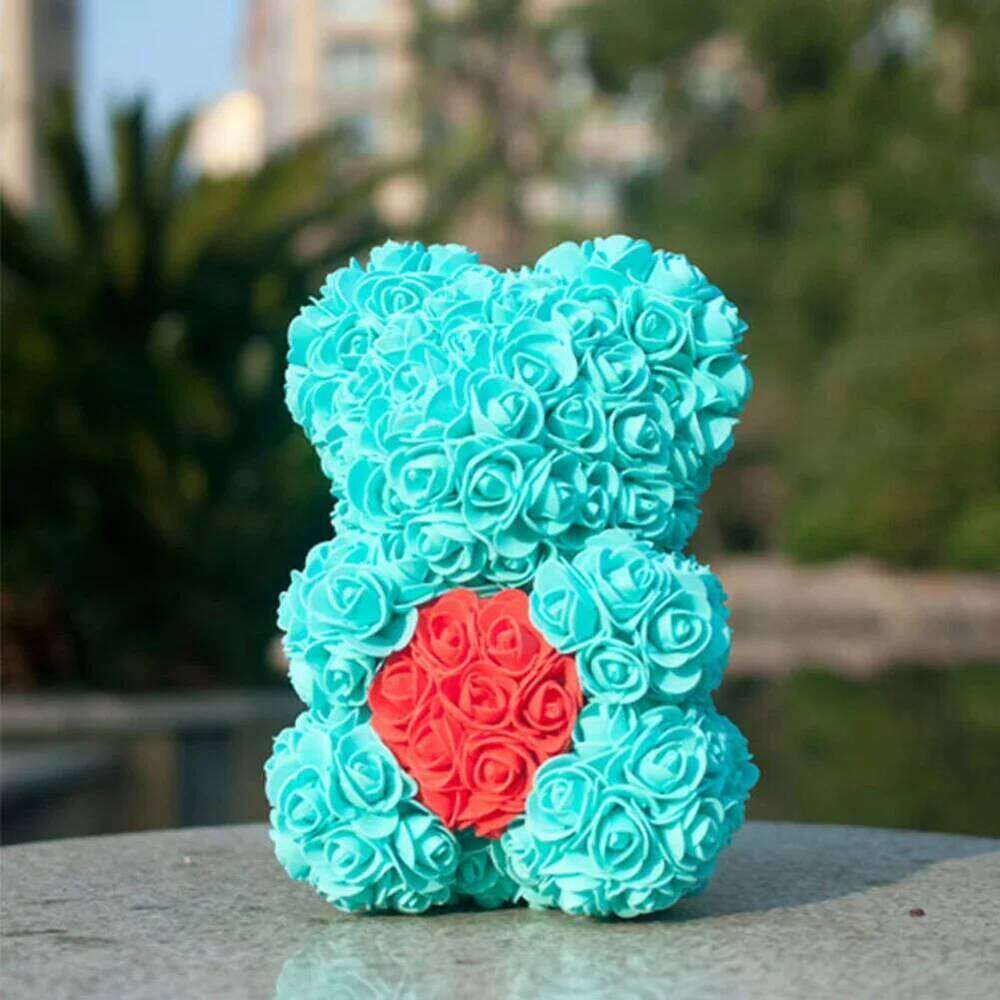 24CM Teddy Artificial Flower Rose of Bear Christmas Decoration for Home Valentines Women Gifts Support Dropshipping Y260131
