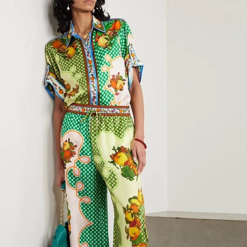 Spring new women's fashion retro style lapel coat and wide-leg pants two-piece set