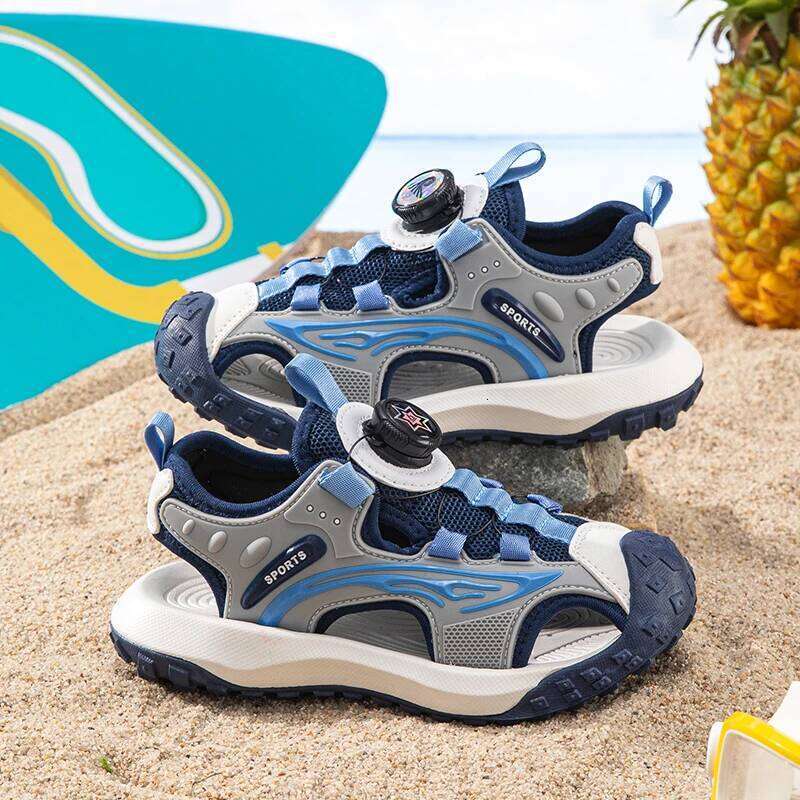 Kids Sandals Boy Summer New Flat Wear-resistant Shock-absorbing Sneakers Soft Non-slip Beach Shoes for Children Y260128